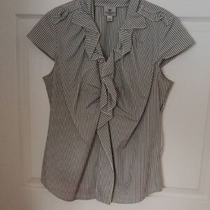 Women's Black and White Striped Top